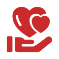 Red hearts held by a hand.